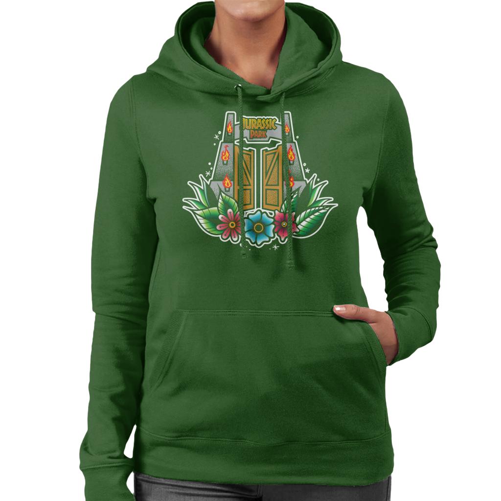 Jurassic Park Entrance Floral Aesthetic Women's Hooded product image 4