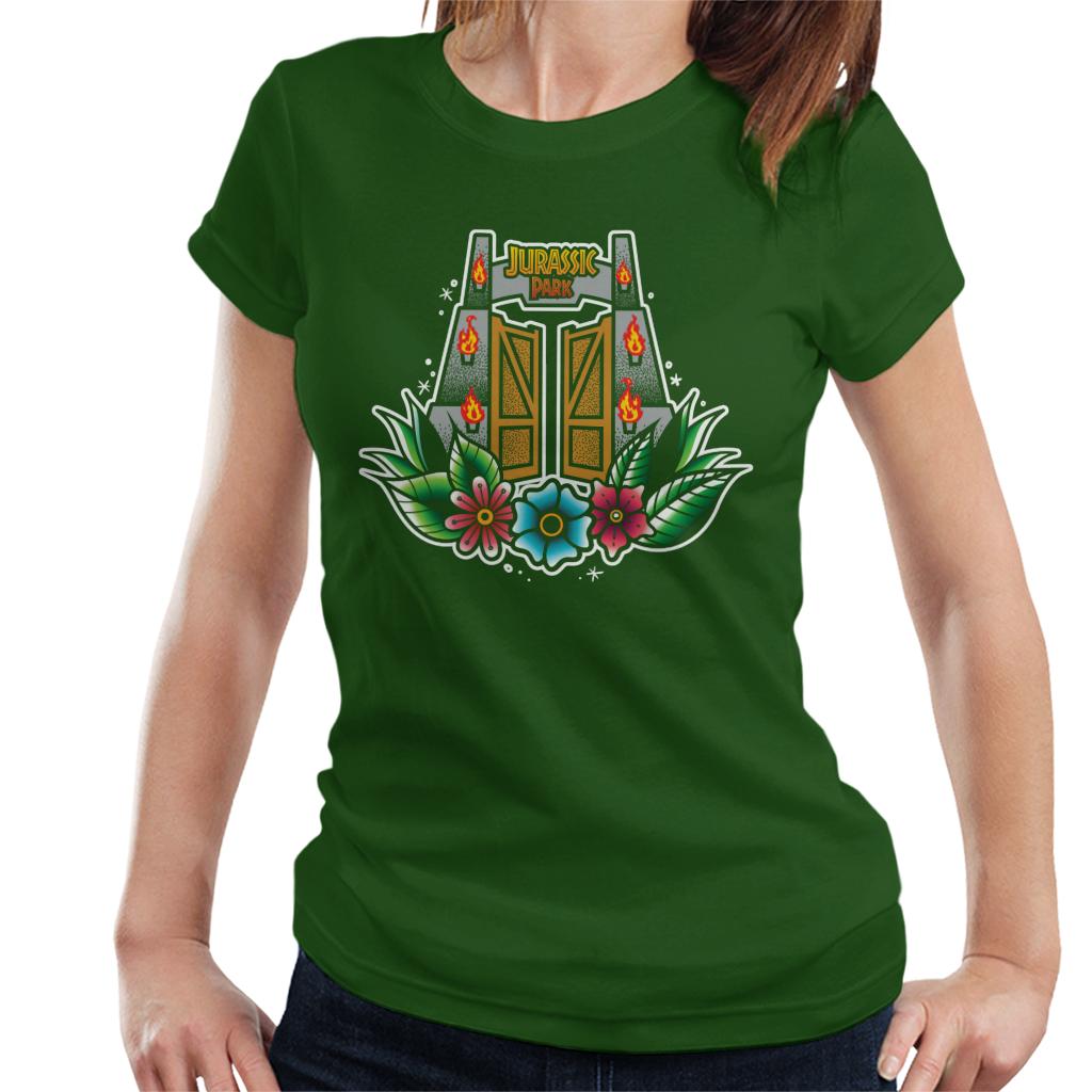 Jurassic Park Entrance Floral Aesthetic Women's T-Shirt product image 4