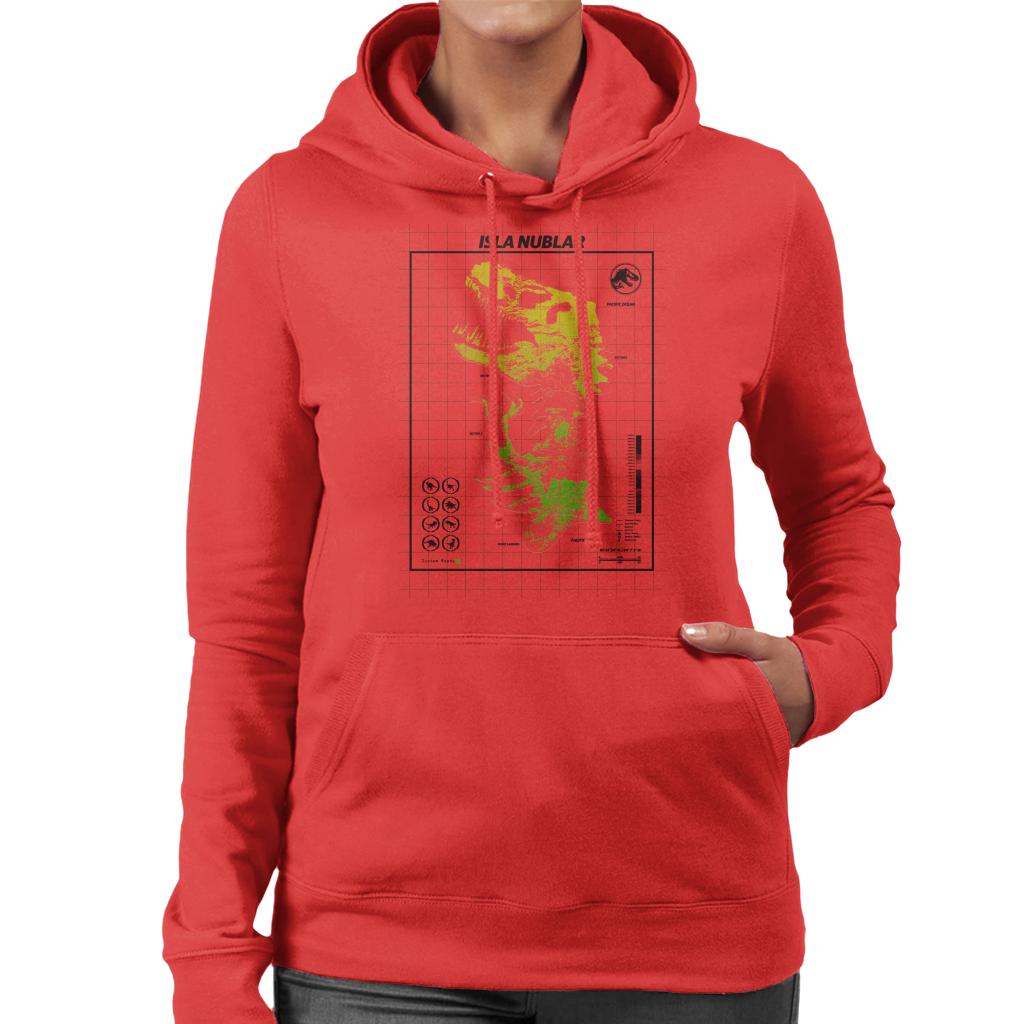 Jurassic Park Isla Nublar T Rex Map Women's Hooded product image 4