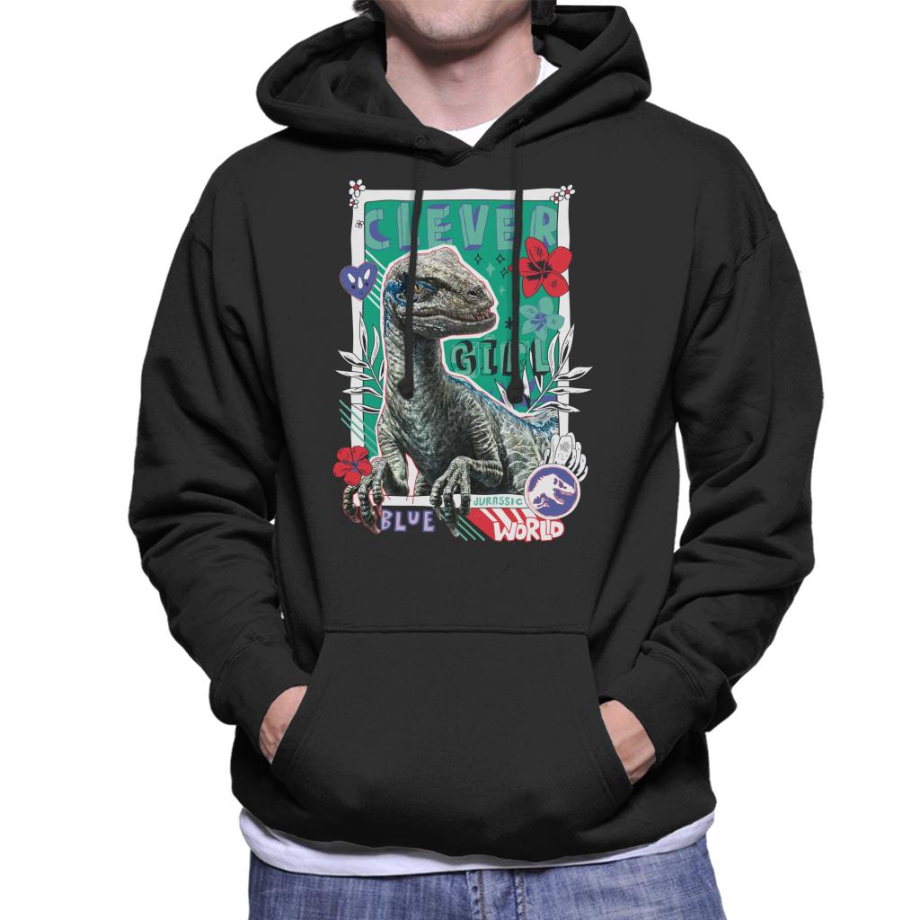 Jurassic Park Clever Girl Blue Floral Border Men's Hooded product image 1