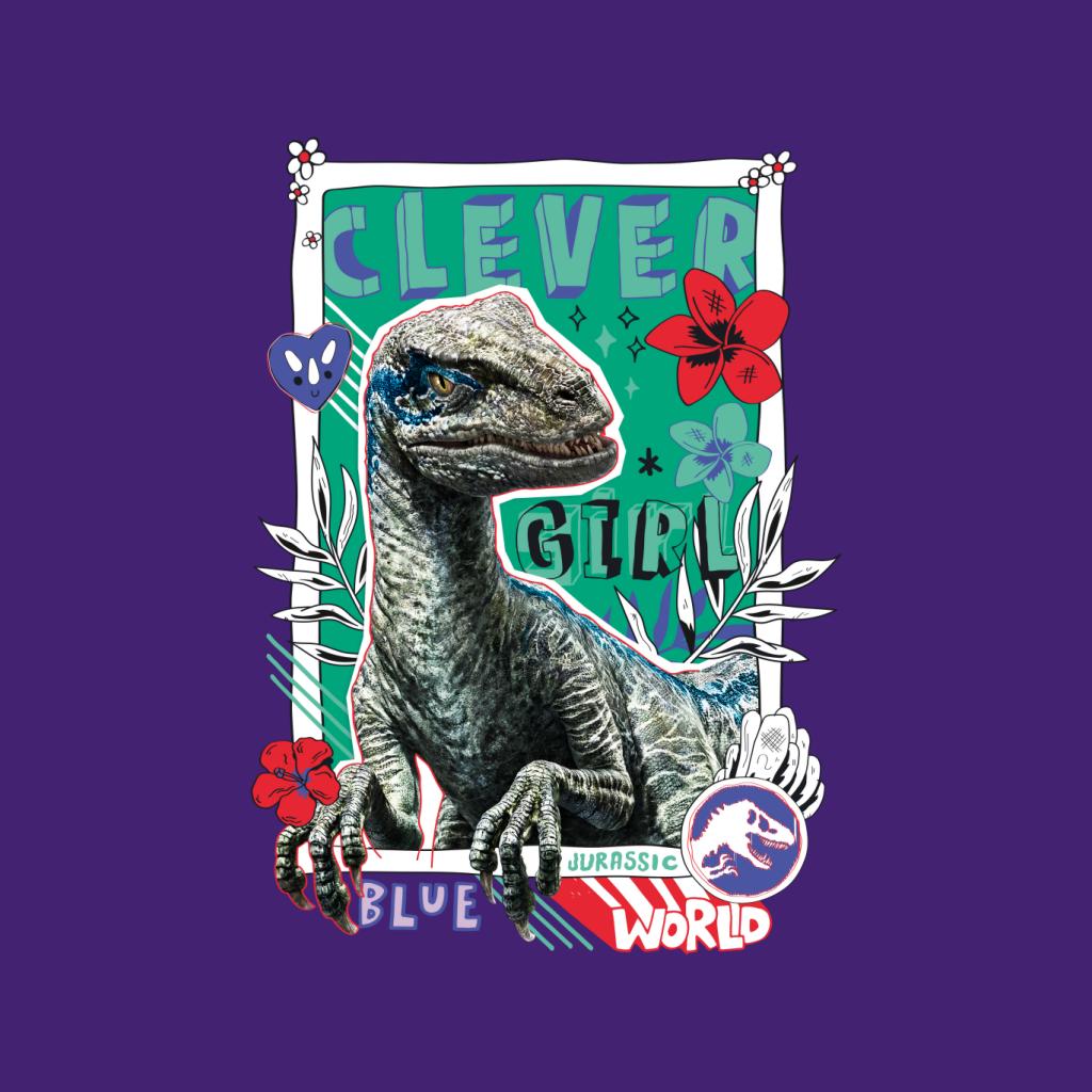 Jurassic Park Clever Girl Blue Floral Border Women's Hooded product image 5
