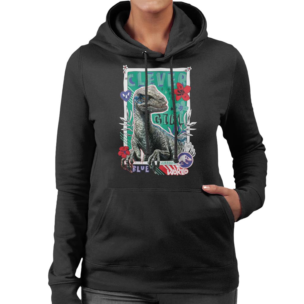 Jurassic Park Clever Girl Blue Floral Border Women's Hooded product image 1
