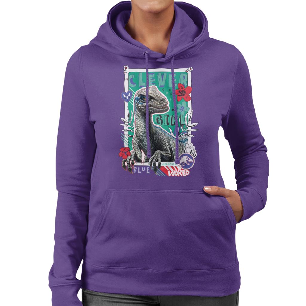 Jurassic Park Clever Girl Blue Floral Border Women's Hooded product image 4