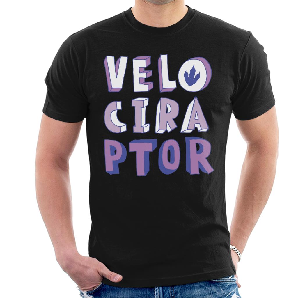 Jurassic Park Velociraptor Purple Text Men's T-Shirt product image 1