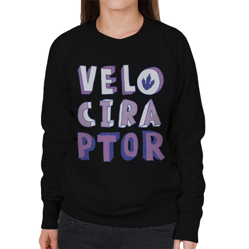 Jurassic Park Velociraptor Purple Text Women's Sweatshirt product image 1