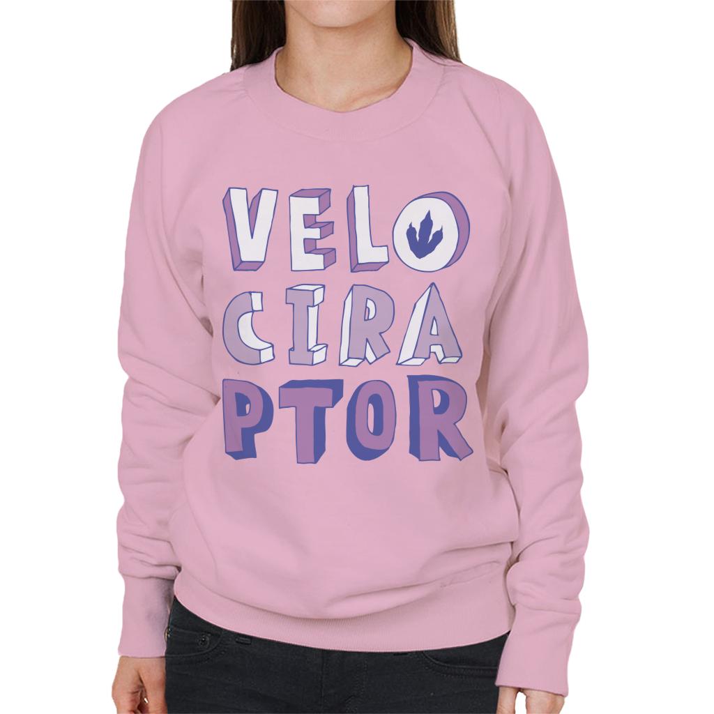 Jurassic Park Velociraptor Purple Text Women's Sweatshirt product image 4