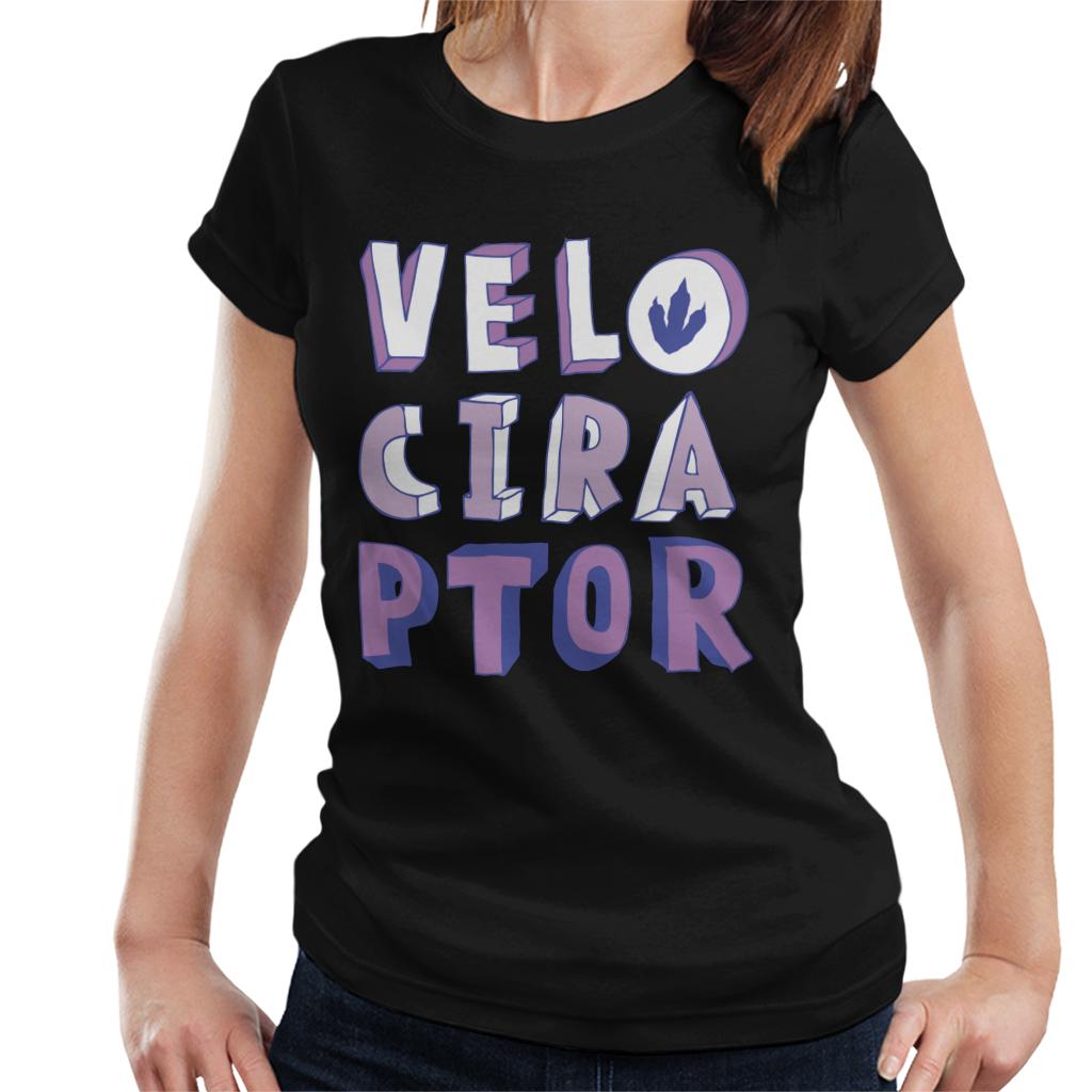 Jurassic Park Velociraptor Purple Text Women's T-Shirt product image 1