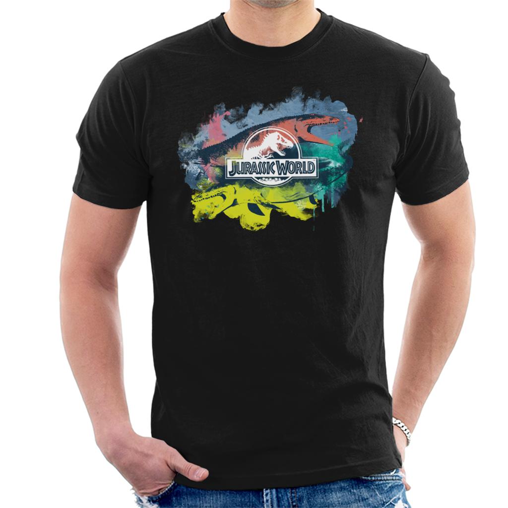 Jurassic Park Mosasaurus Brush Stroke Montage Men's T-Shirt product image 1