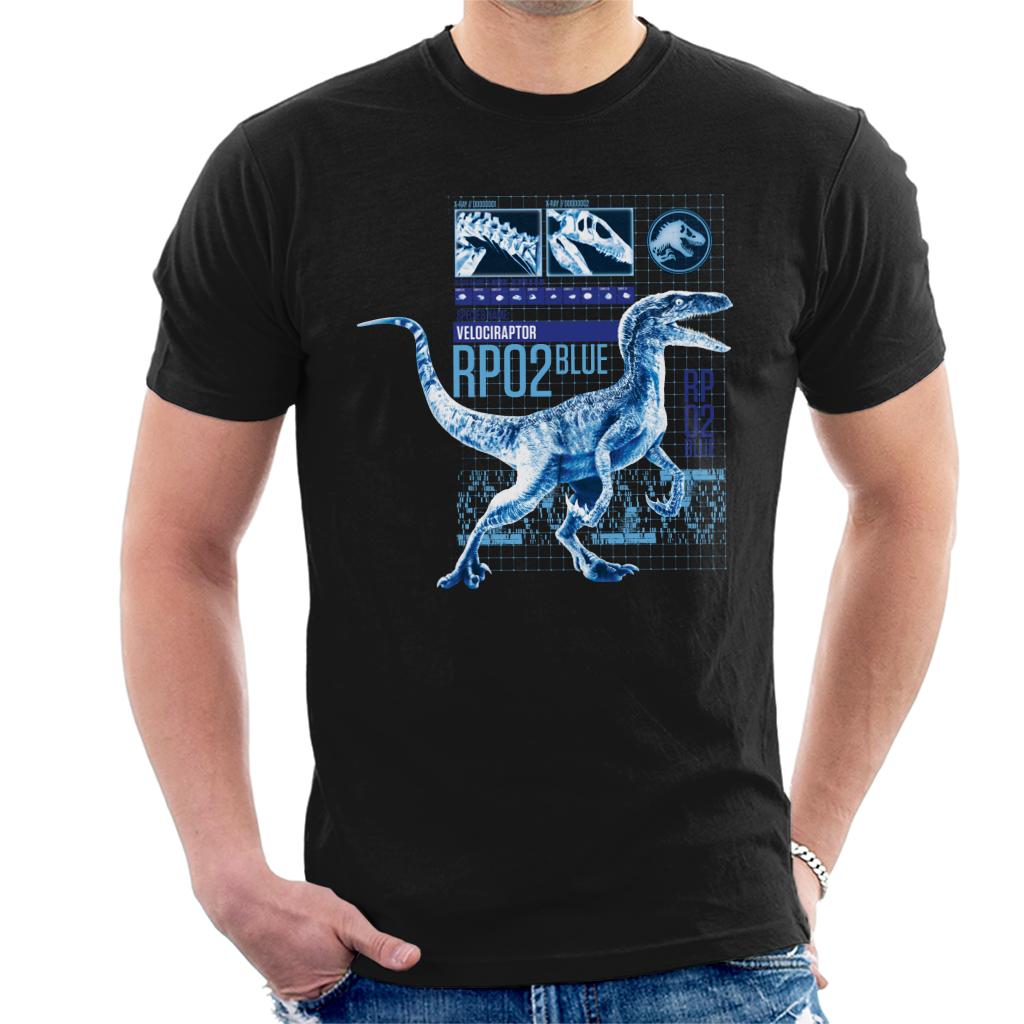 Jurassic Park Raptor Rp02 Blue Men's T-Shirt product image 1