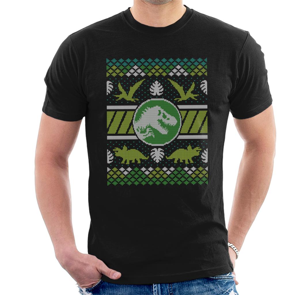 Jurassic Park Christmas T Rex Men's T-Shirt product image 1