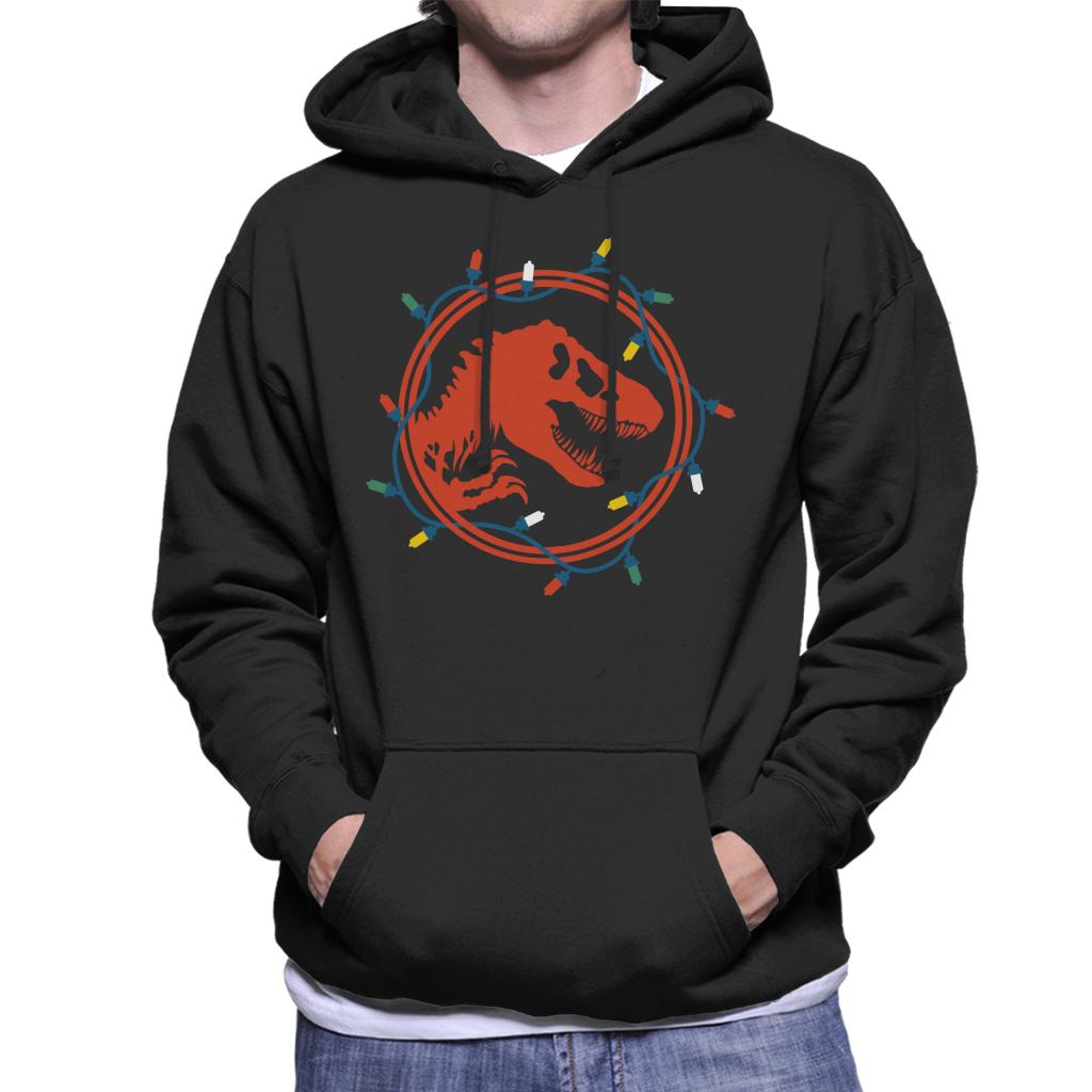 Jurassic Park Christmas Logo Festive Lights Men's Hooded product image 1