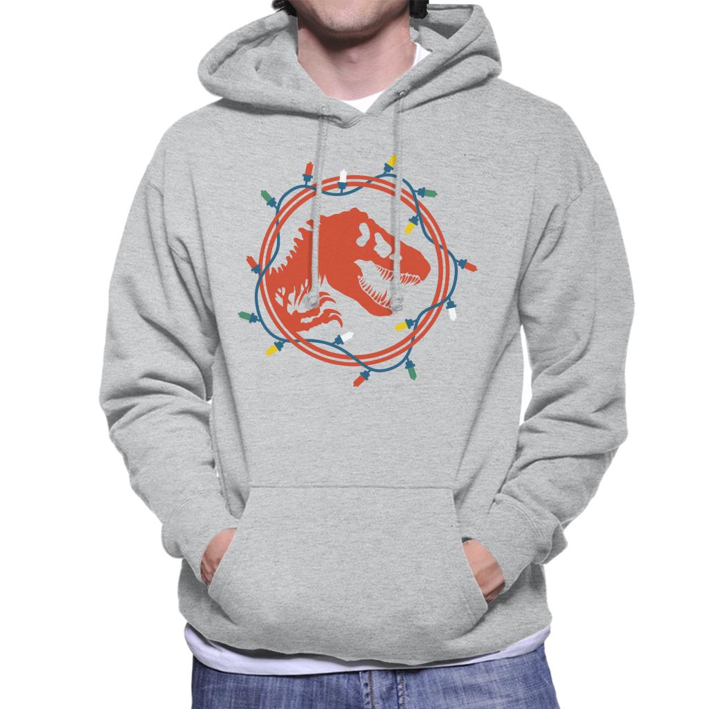 Jurassic Park Christmas Logo Festive Lights Men's Hooded product image 4