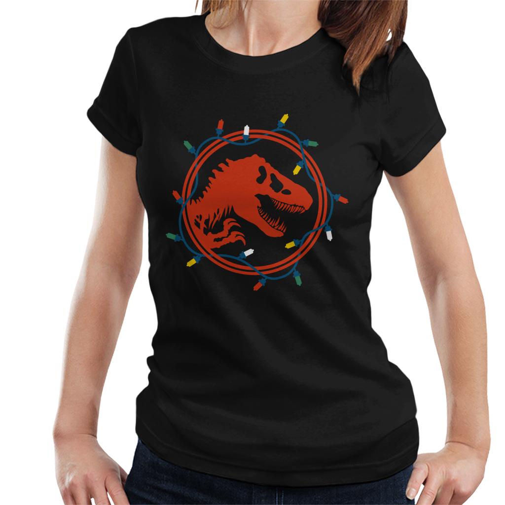 Jurassic Park Christmas Logo Festive Lights Women's T-Shirt product image 1