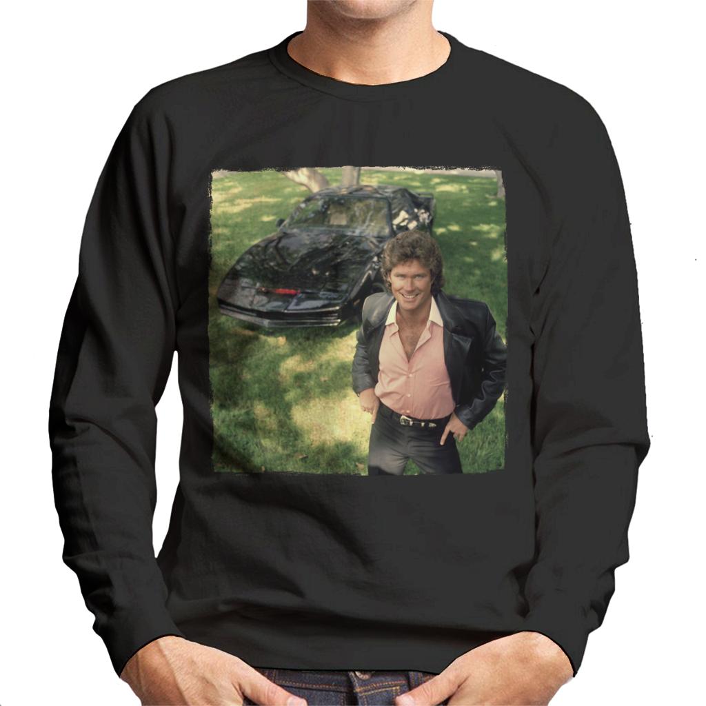 Knight Rider Michael Smiling With KITT Men's Sweatshirt product image 1