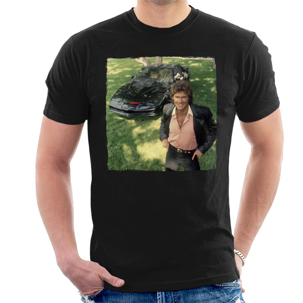 Knight Rider Michael Smiling With KITT Men's T-Shirt product image 1