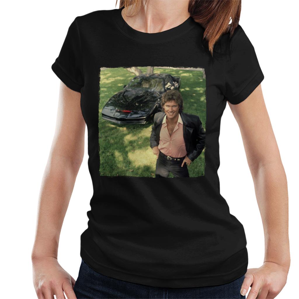 Knight Rider Michael Smiling With KITT Women's T-Shirt product image 1