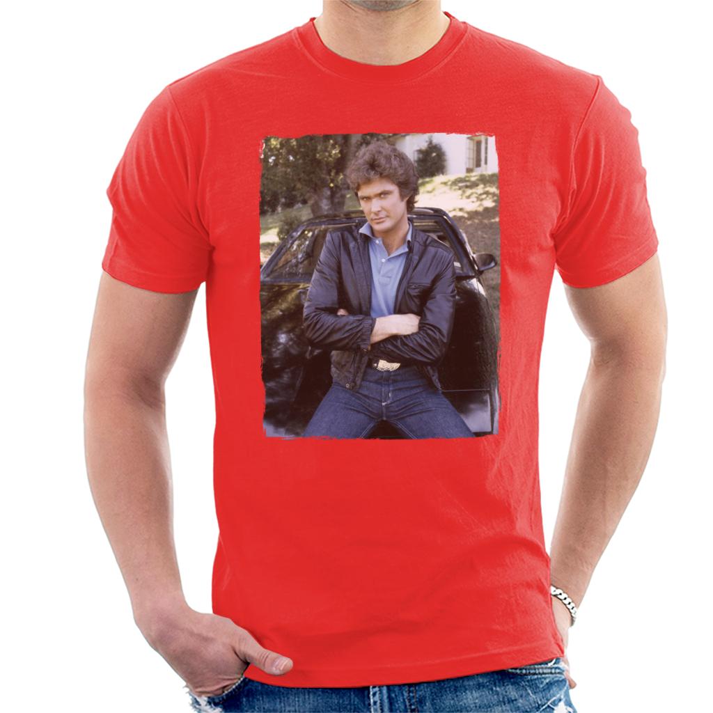 Knight Rider Michael Leaning On KITT Men's T-Shirt product image 4