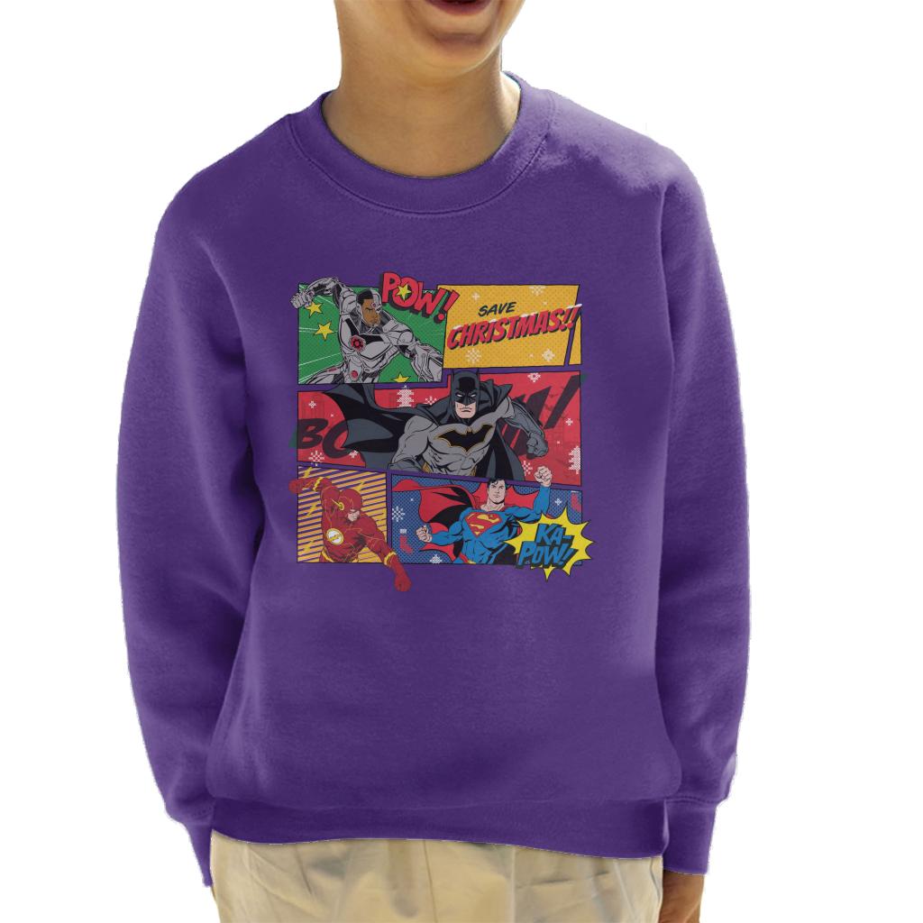 Justice League Christmas Comic Save Kid's Sweatshirt product image 4