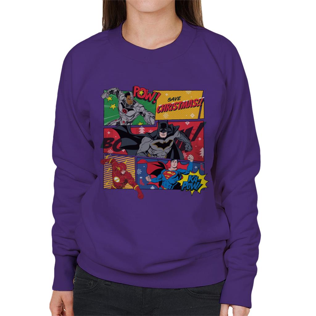 Justice League Christmas Comic Save Women's Sweatshirt product image 6