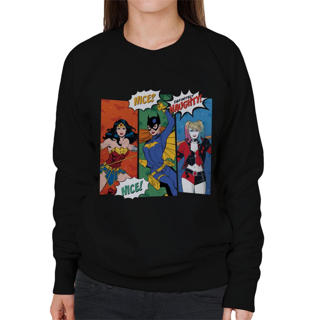 Justice League Christmas Naughty Or Nice Women's Sweatshirt product image 1