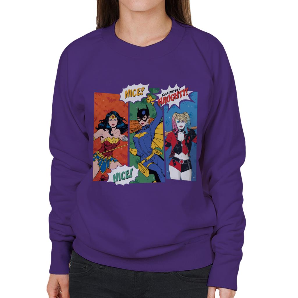 Justice League Christmas Naughty Or Nice Women's Sweatshirt product image 6