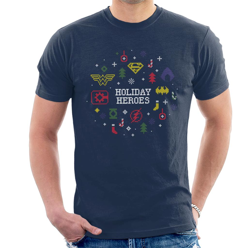 Justice League Christmas Holiday Heroes Men's T-Shirt product image 1