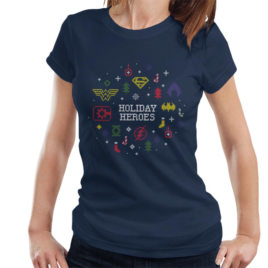 Justice League Christmas Holiday Heroes Women's T-Shirt product image 1