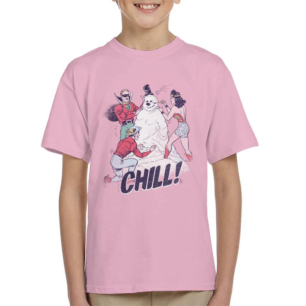 Justice League Christmas Building A Snowman Kid's T-Shirt product image 6