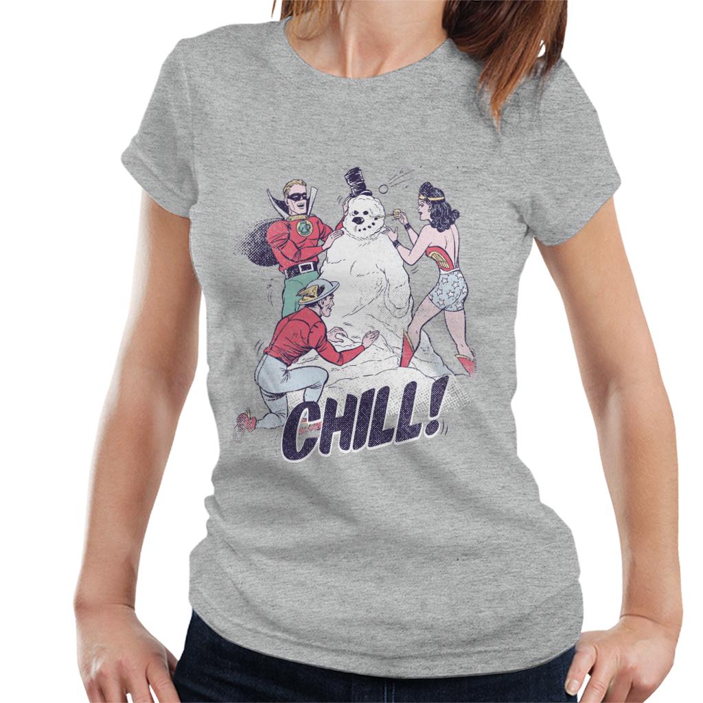 Justice League Christmas Building A Snowman Women's T-Shirt product image 4